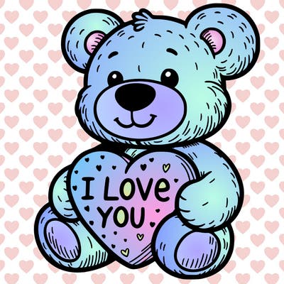 teddy bear holding an i love you heart