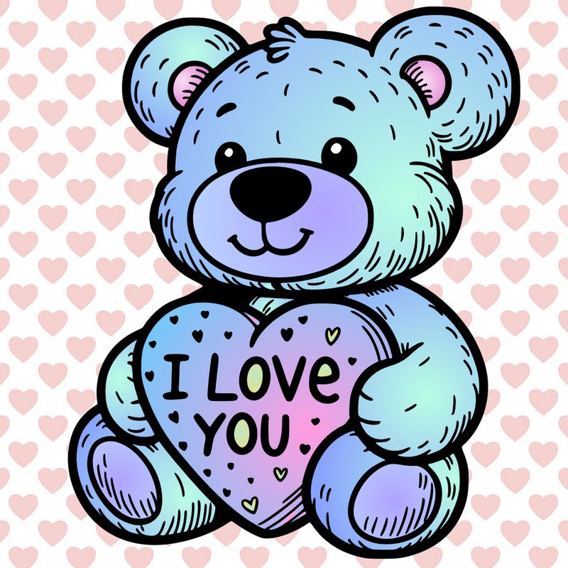 teddy bear holding an i love you heart