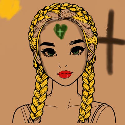 realistic girl with braids