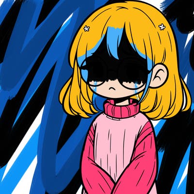 sad girl with glasses in a sweater