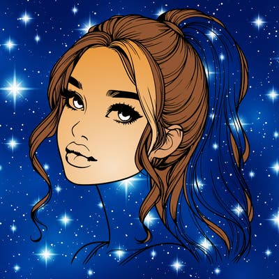 realistic girl with a ponytail on her hair and lips