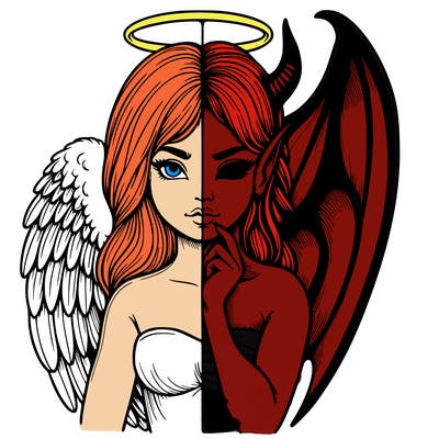 realistic angel half demon