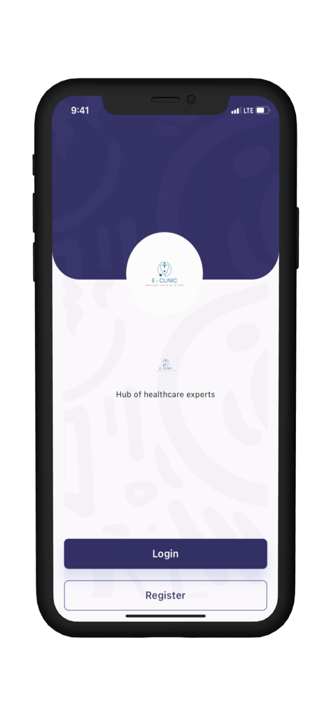 Ganat E-Clinic: Health Workers - Login and registration screen for Ganat E-Clinic Health Workers app
