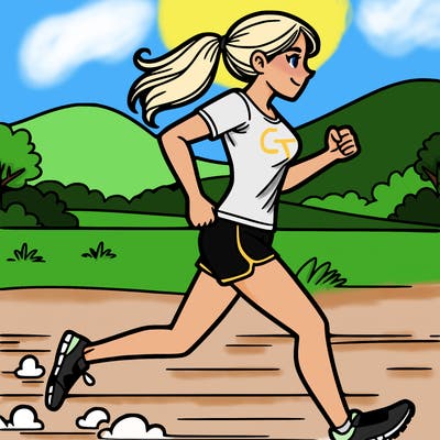 a woman running xc