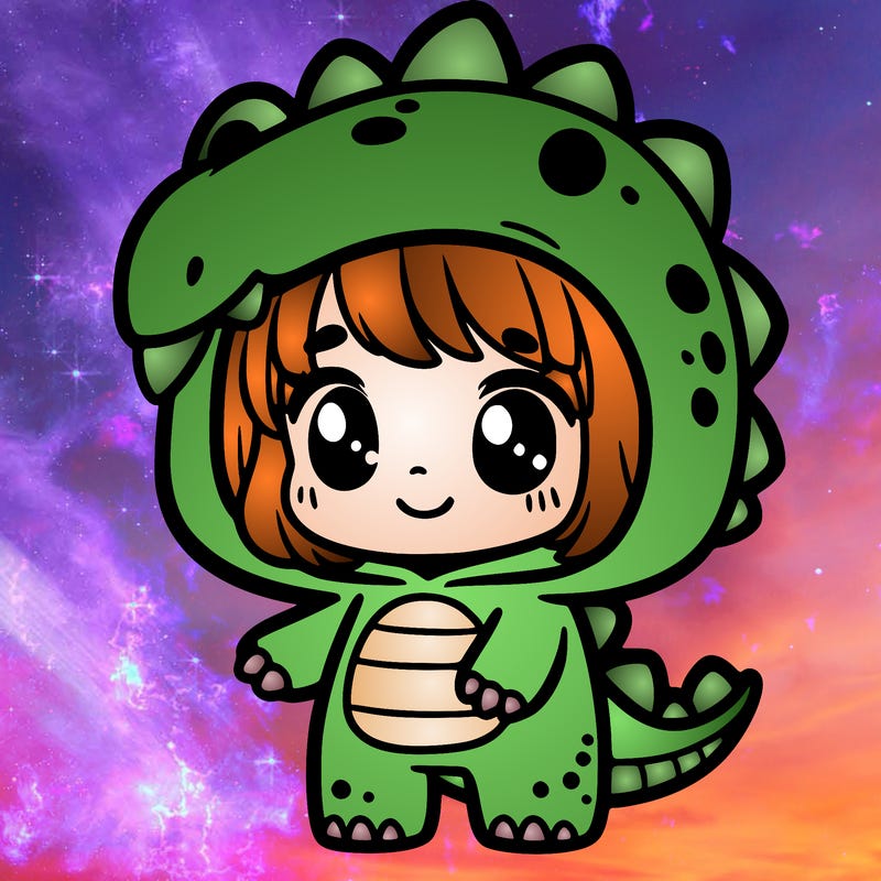 cute girl in dinosaur costume