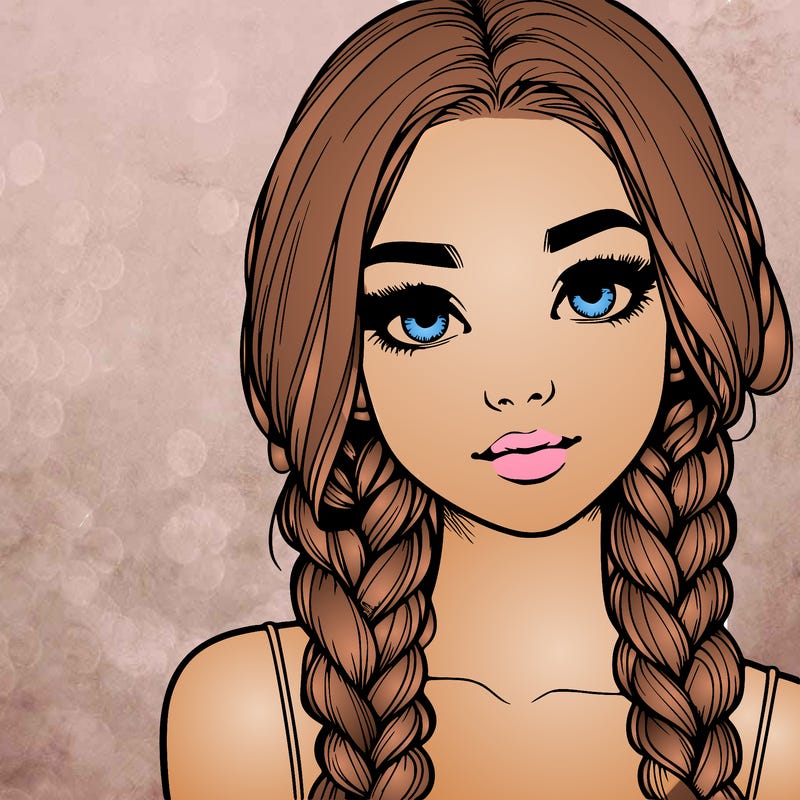 realistic girl with braids
