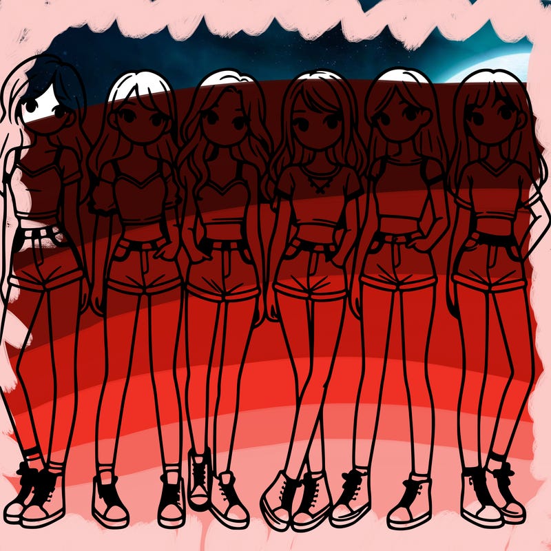 a group of girls wearing crop tops and shorts