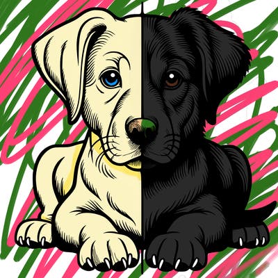 realistic dog split picture