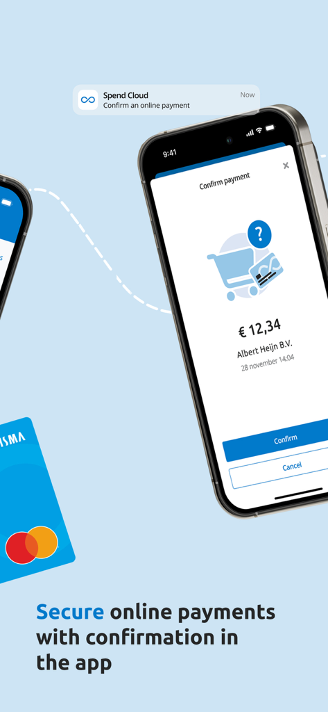 iPhone screen displaying a secure online payment confirmation for business expenses in the Spend Cloud app