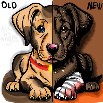 realistic dog split picture