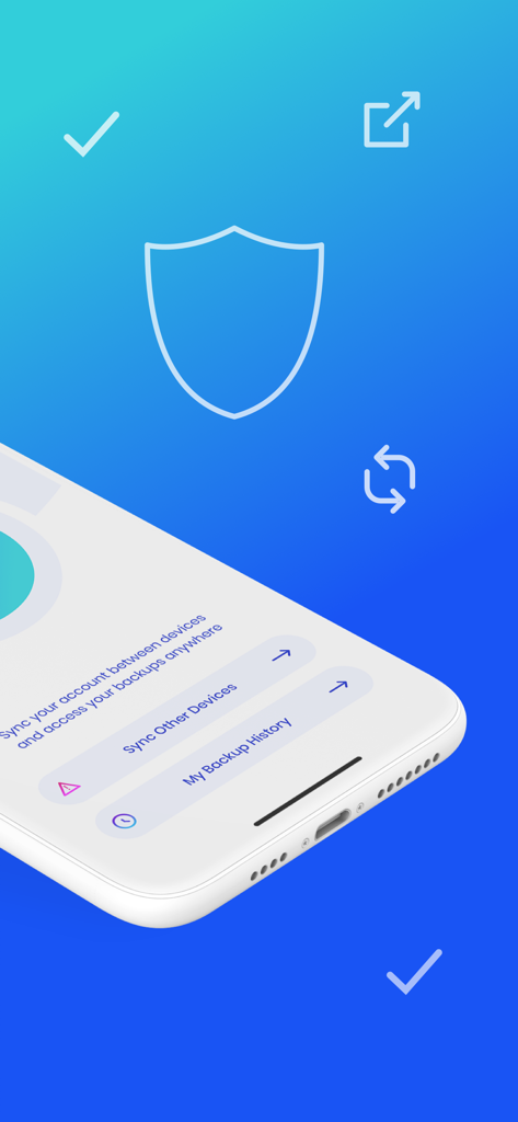 Easy Backup. - Easy Backup App-Oberfläche zum Synchronisieren von Kontakten zwischen Geräten