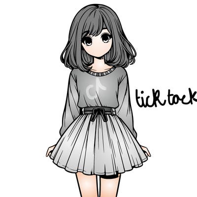 realistic girl with a skirt on