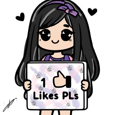 girl holding a sign saying 10 likes pls