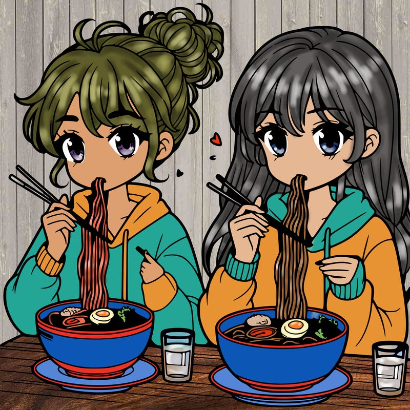 girls eating ramen