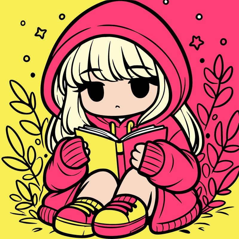 girl in oversized hoodie reading a book