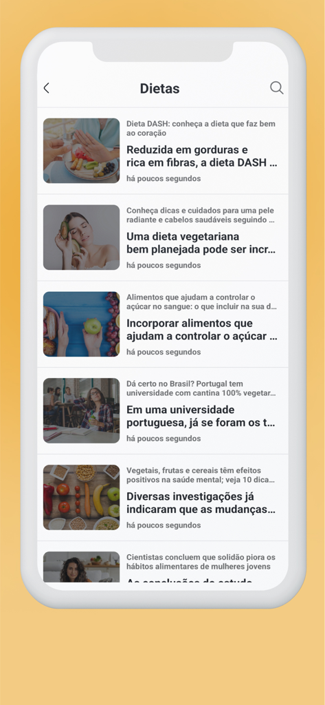 Food Balance - A list of nutrition and healthy eating articles in the Food Balance app screen.