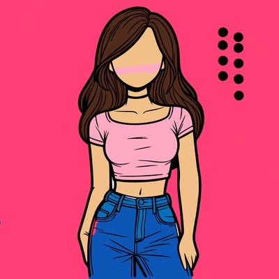 girl with a crop top and jeans