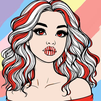 realistic girl with wavy hair and lips