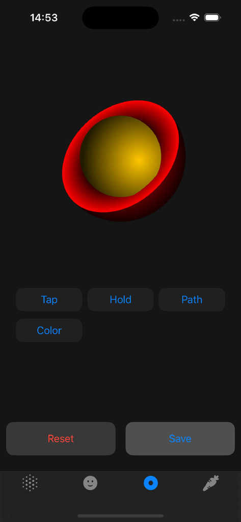 RiveAnim - Interface of RiveAnim app with interactive controls for a dynamic 3D sphere animation