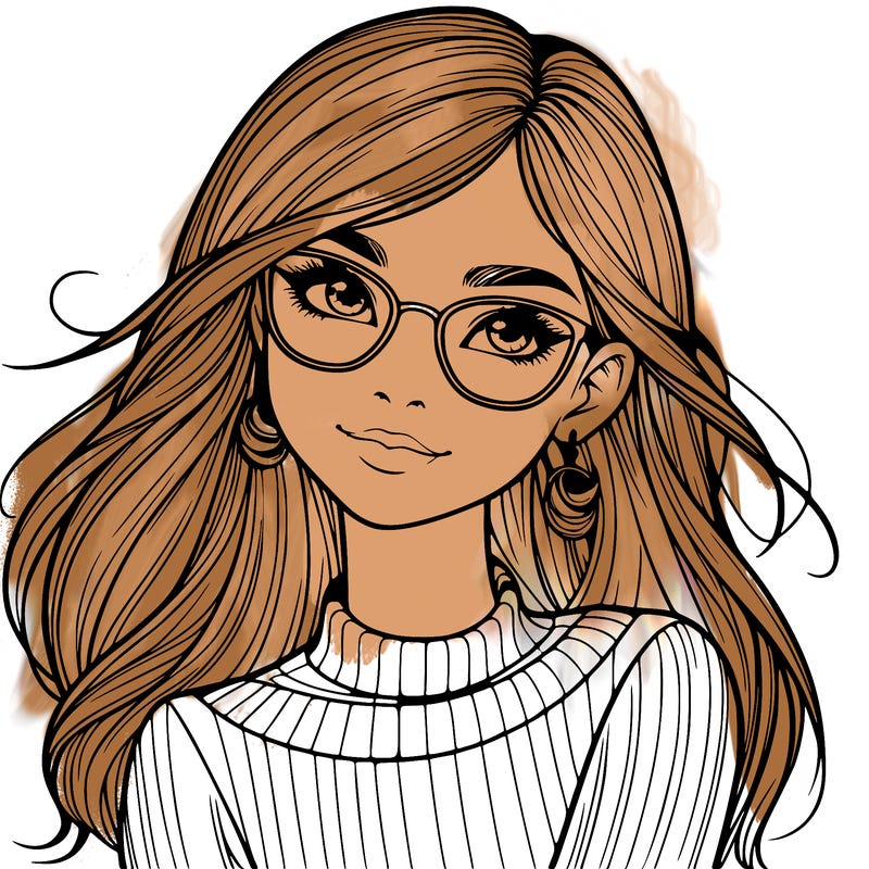 realistic girl with glasses
