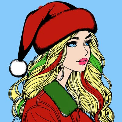 realistic girl in santa hat