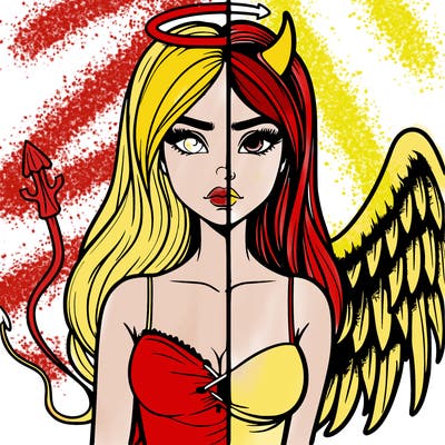 devil vs angel realistic girl