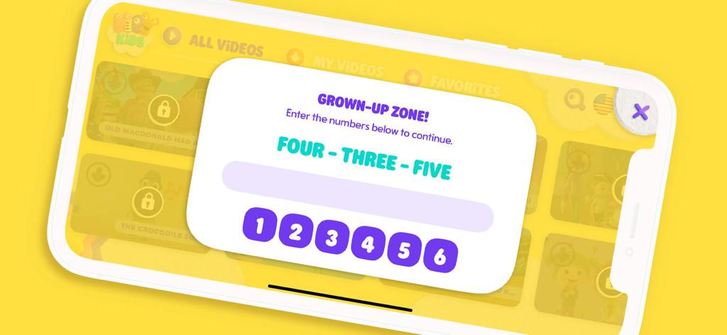 HeyKids - Nursery Rhymes - Pantalla de verificación de la puerta de acceso parental en la aplicación HeyKids