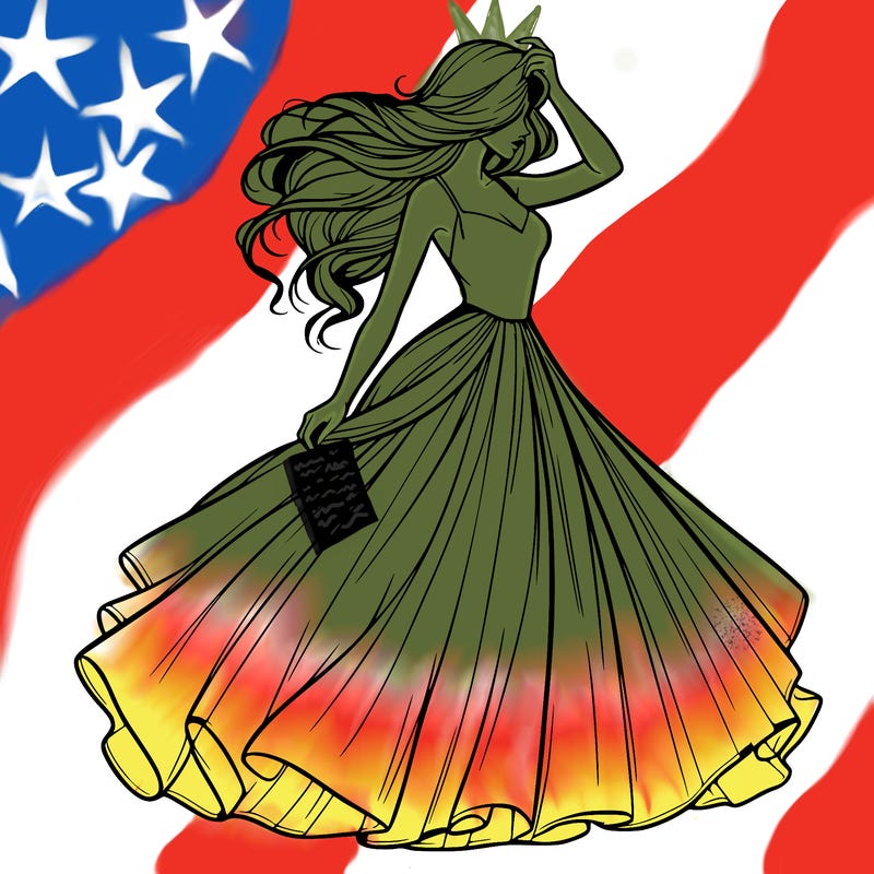 realistic woman with dress flowing in the wind