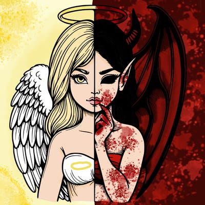 realistic angel half demon