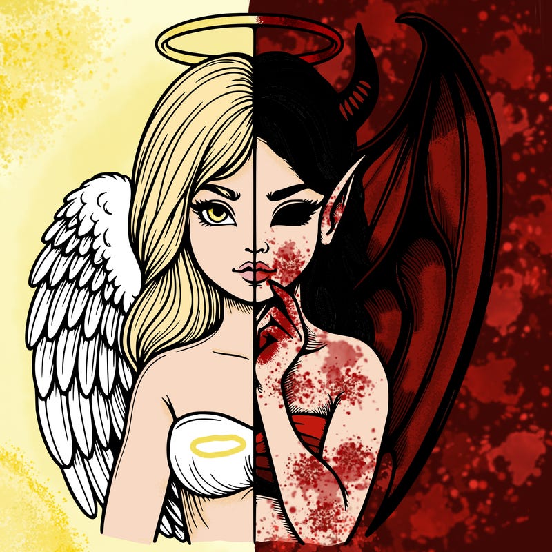 realistic angel half demon