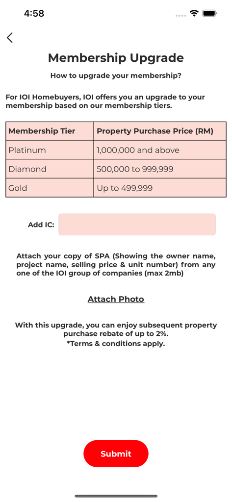 CLUB IOI - Club IOI membership upgrade page for homebuyers