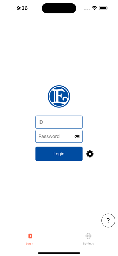 Enagic App login screen with fields for ID and Password and the company logo.