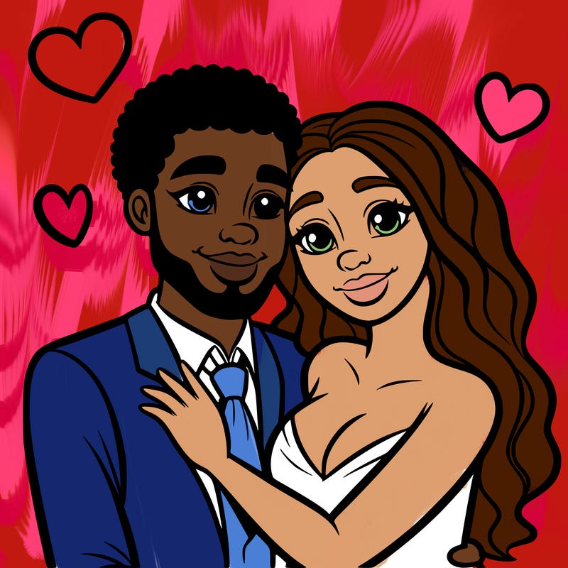 black man and white women in love realistic