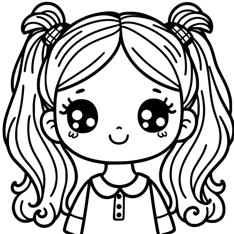 girl with 2 ponytails