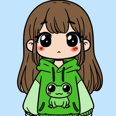girl wearing frog sweatshirt