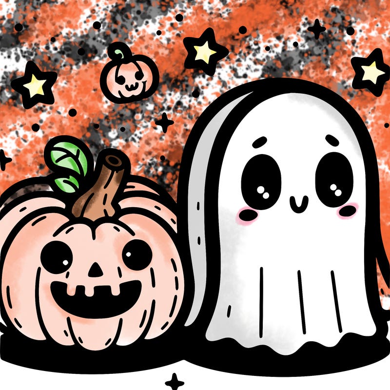 cute pumpkin and ghost