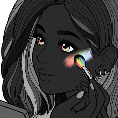 a realistic girl doing her makeup