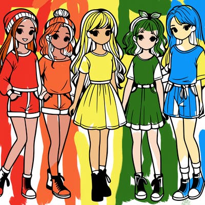 a group of five girls