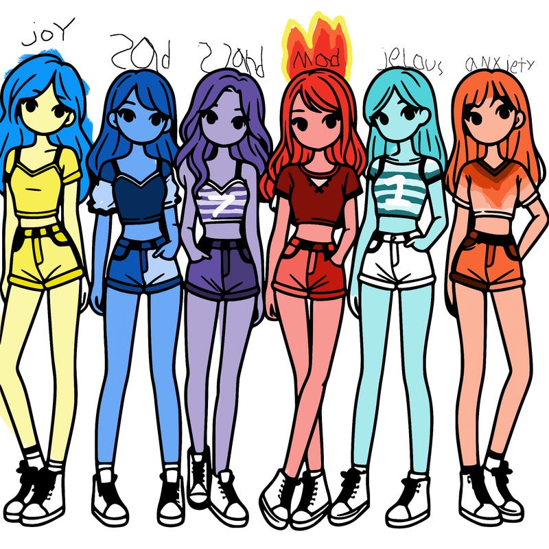 a group of girls wearing crop tops and shorts