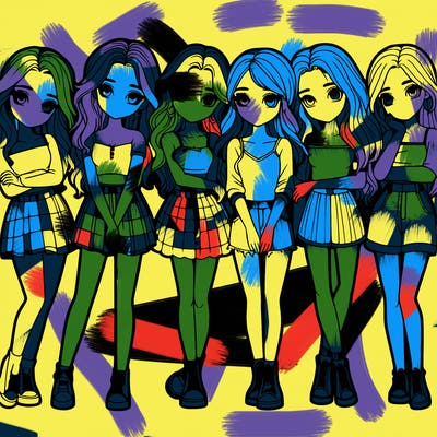 a group of girls realistic