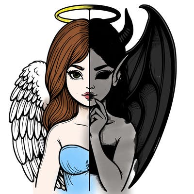 realistic angel half demon