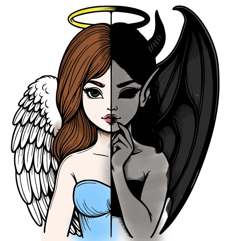 realistic angel half demon