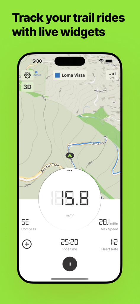 Bike Tracker: MTB Trails - 3D 지도와 실시간 라이딩 통계를 보여주는 산악 자전거 트레일 트래커 앱