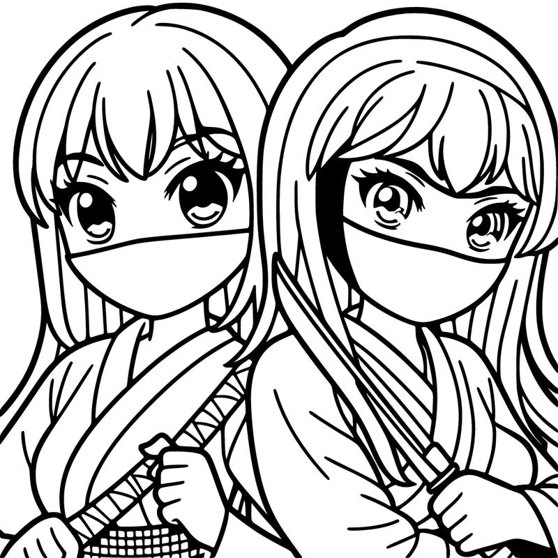 a adult girl as a ninja with another adult girl dressed as a ninja