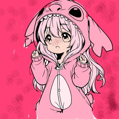 anime girl in a stitch onsie