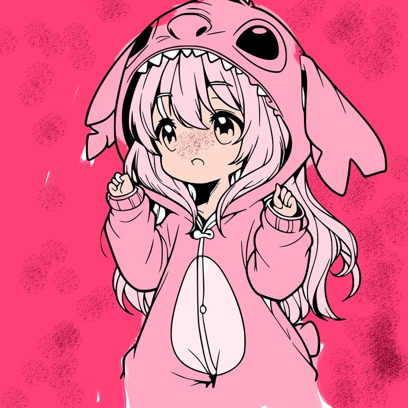 anime girl in a stitch onsie