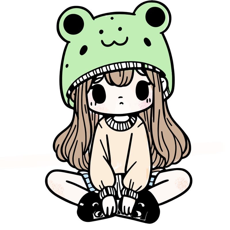 a girl wearing a frog hat and some frog socks