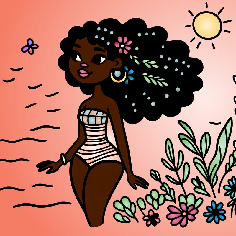 african woman in a swimsuit