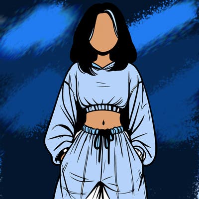 realistic girl faceless with baggy pants and a crop top