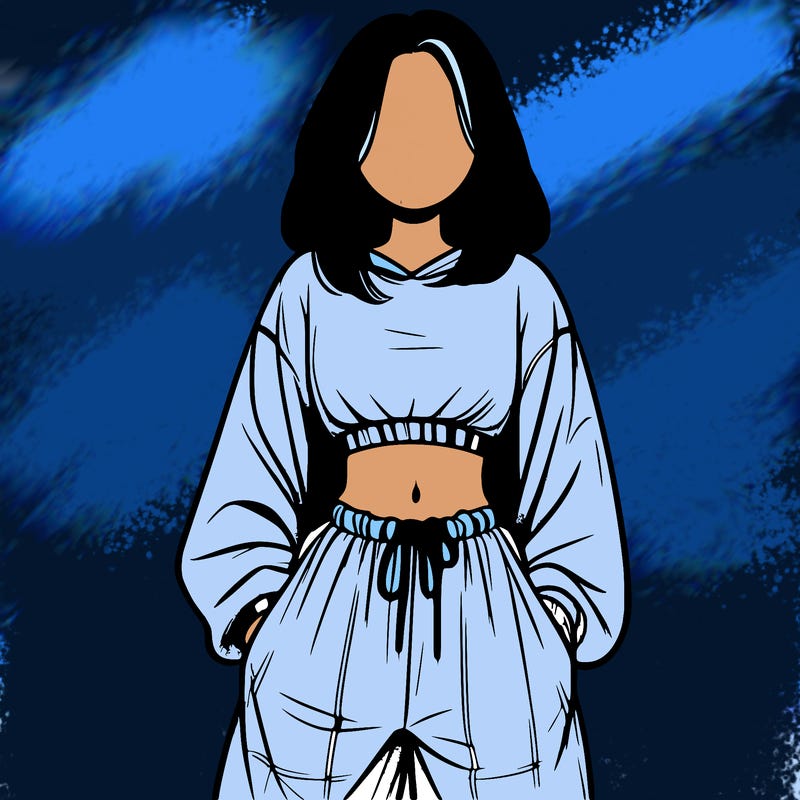 realistic girl faceless with baggy pants and a crop top